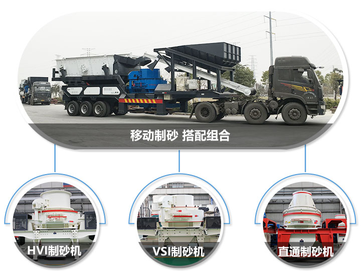 移動(dòng)破碎站可搭配的制砂機(jī)，HVI制砂機(jī)，VSI制砂機(jī)，直通沖擊式制砂機(jī)