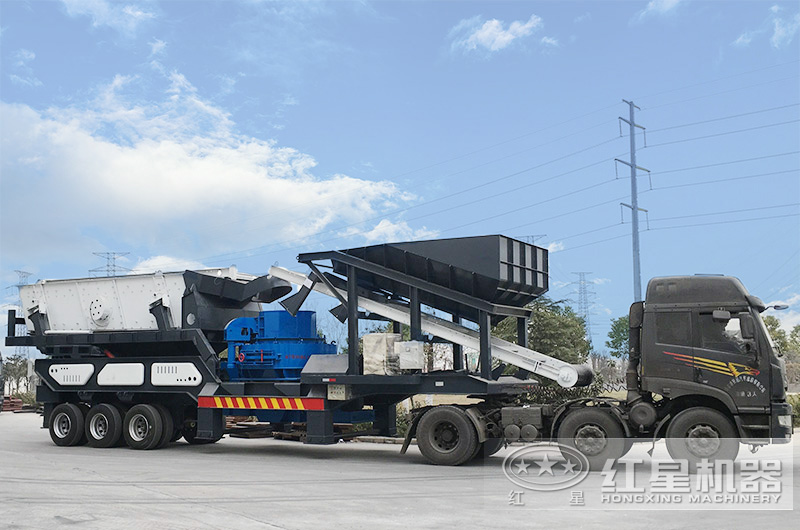 輪胎式移動車載打砂機(jī)，車頭拉著走，輕松上路安裝便捷