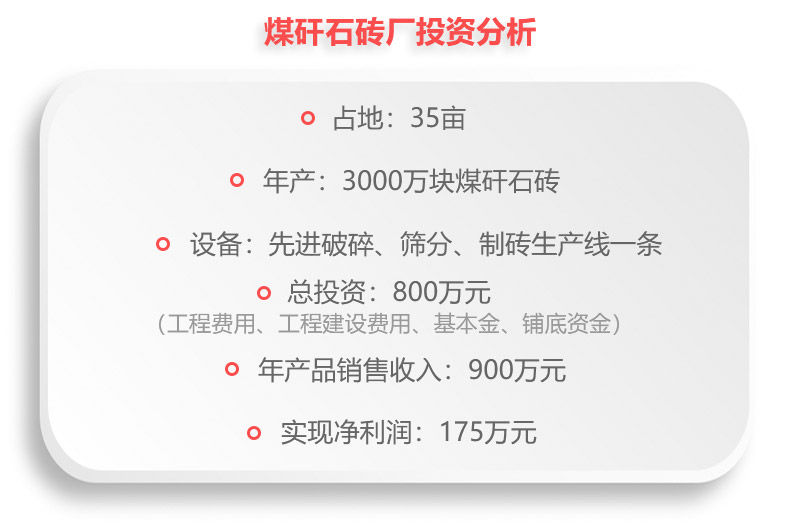煤矸石磚廠投資分析，利潤一覽表